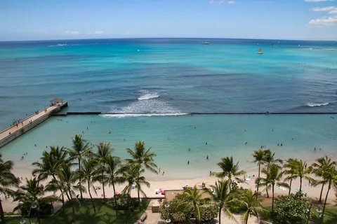 Ophold på Aston Waikiki Beach Hotel, Honolulu, O'ahu, Hawaii. Fantastisk udsigt over Waikiki Beach.