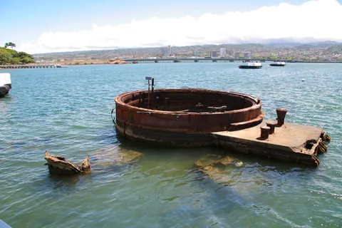 Kanontårn på USS Arizona, Pearl Harbor, Honolulu, O'ahu, Hawaii