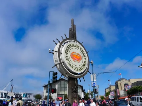 Skiltet ved Fishermans Wharf, San Francisco, Californien, USA