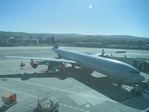 Suk, hjemad mod København med SAS. Vi hader at forlade San Francisco.