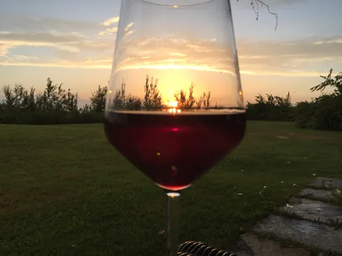 Solnedgang over Barolo, Poderi Luigi Einaudi, Dogliani, Piemonte, Italien