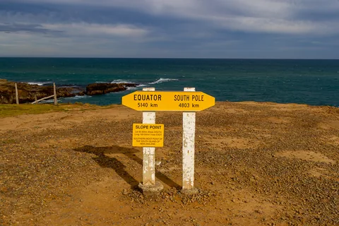Det sydligste punkt på sydøen, Slope Point, South Island, New Zealand