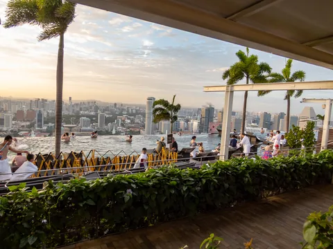 Udsigt fra toppen af Marina Bay Sands, Singapore
