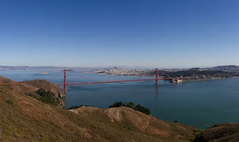 Udsigt fra Marin Headlands til Golden Gate, San Francisco, USA
