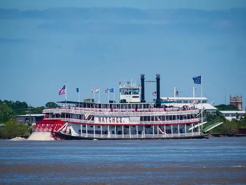 Riverboat Natchez, som vi var på cruise med dagen før, New Orleans, Louisiana, USA