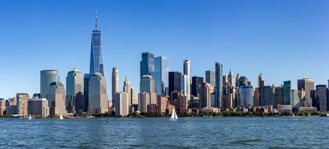 Manhattan set fra Liberty State Park, New Jersey, USA
